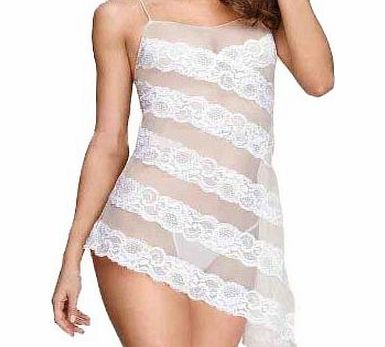 Juliets Kiss Sexy Bridal White See Through lace babydoll Ann Teddy Summers Bedroom Lingerie One Size fits UK 6-12