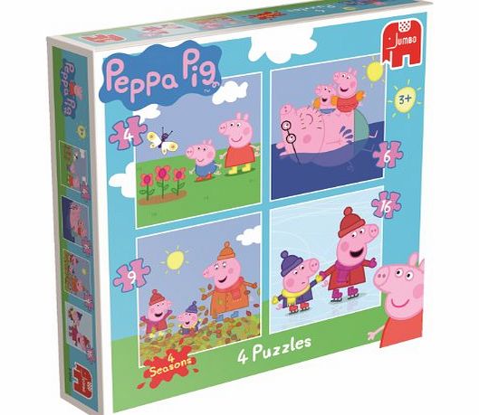 Jumbo Games Peppa Pig 4-in-1 Jigsaw Puzzles in a Box (4/6/9/16 Pieces)