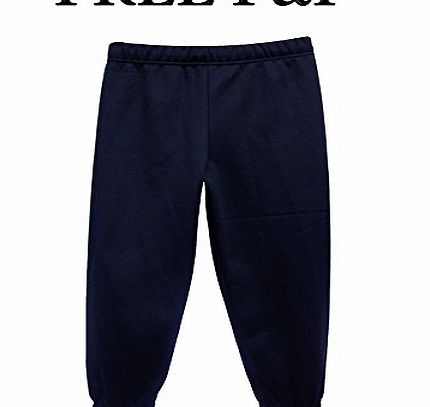 Junction 10 Boys Girls Childrens Kids School PE Fleece Jogging Tracksuit Bottoms Trousers (28 6-7 years, Navy)