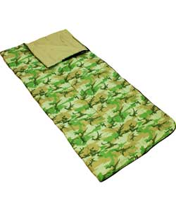 Junior Green Camouflage Sleeping Bag Camping 3