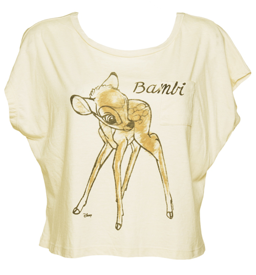 Ladies Beige Bambi Cropped Oversized T-Shirt