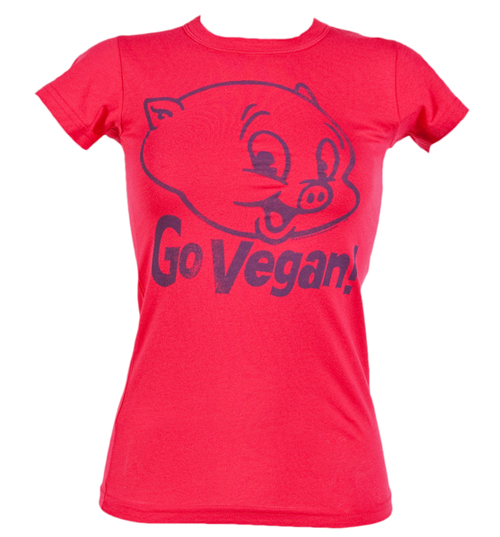 Ladies Go Vegan Porky Pig T-Shirt from Junk Food
