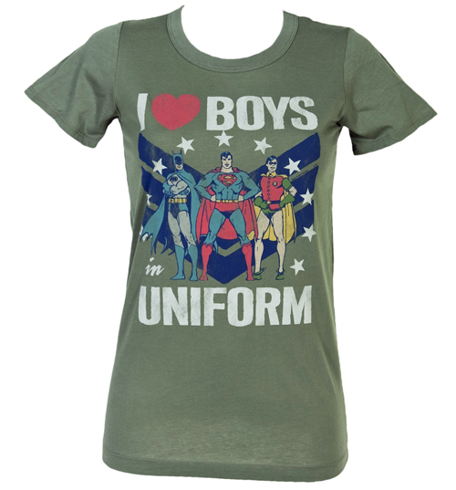 Ladies I Love Boys In Uniform Superhero T-shirt