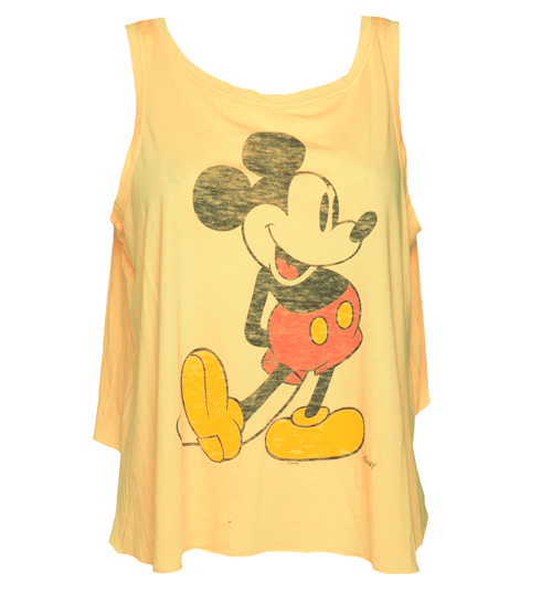 Ladies Orange Vintage Mickey Mouse Print Open