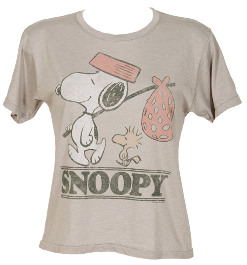 Junk Food Ladies Oversized Crop Snoopy Following T-Shirt