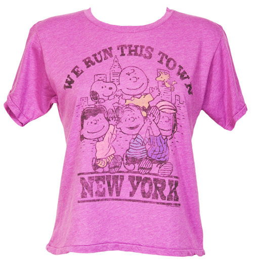 Ladies Peanuts Run This Town Oversized Cropped