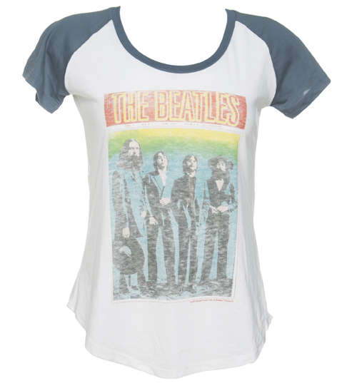 Ladies Vintage Print Beatles Baseball T-Shirt
