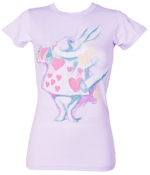 Ladies White Rabbit Alice in Wonderland T-Shirt