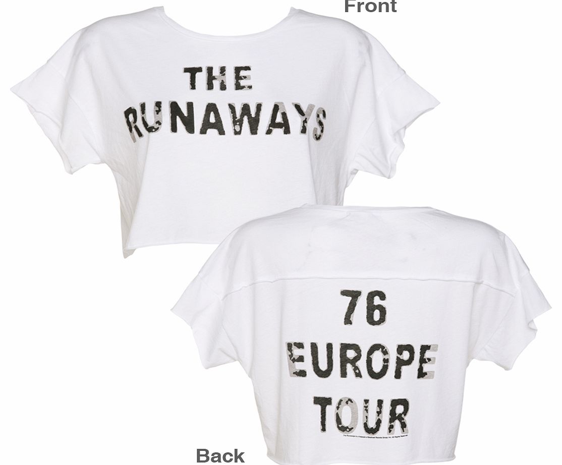 Ladies White The Runaways 76 Europe Tour Cropped