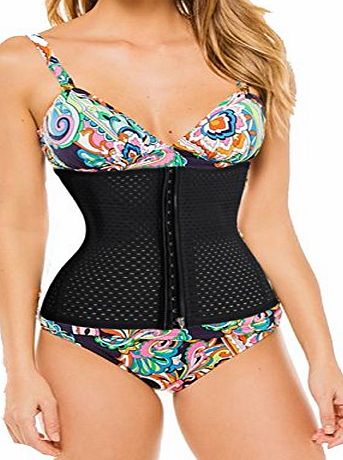 Junlan Running Fitness Slimming Body Shaper Belly Waist Trainer Training Women - Zipper (M, Black)
