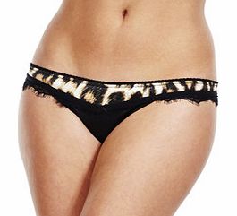 Black leopard and lace edge thong