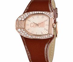 Brown leather logo watch