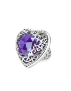 Deco - Amethyst Crystal Heart Ring