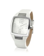JC Lusa - Square Dial White Leather Strap Watch