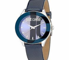 Silk purple dial blue leather watch