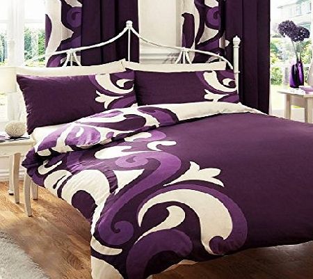 Just Contempo 3 Piece Reversible Duvet Cover Set - Double, Purple