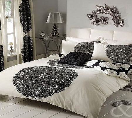 Just Contempo Baroque Duvet Cover Set - Double, Black