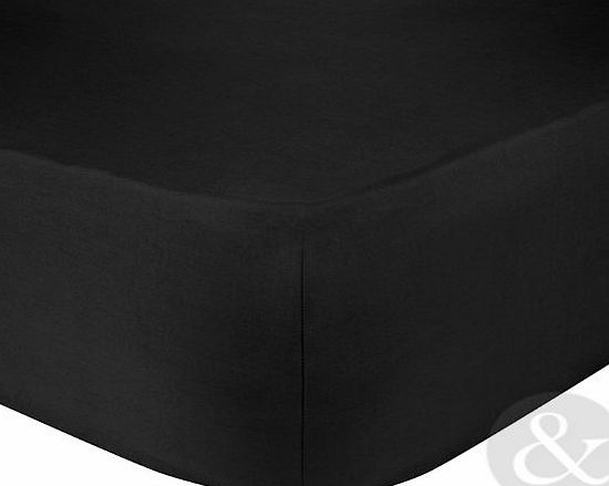 Just Contempo PERCALE FITTED SHEETS - Quality Non Iron Fitted Bed Sheets Black Single
