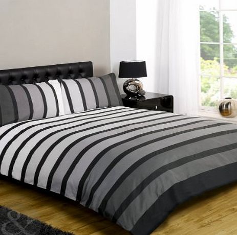 Just Contempo Striped Duvet Cover Set, Single, Grey