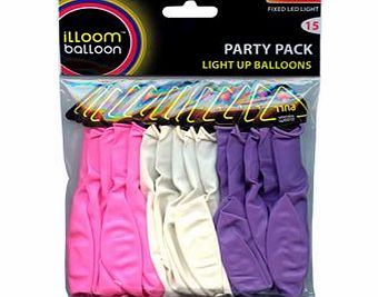 iLLoom Balloon - Fixed LED Light Up Balloons - 15pk (Pink / White / Purple) - AS SEEN ON BBC DRAGONS DEN