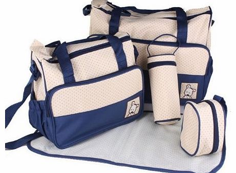 just4baby 5pcs Baby Nappy Changing Bags Set in Dark Blue
