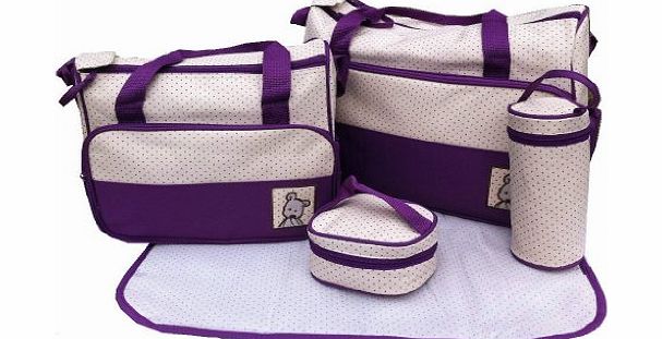 just4baby 5pcs Baby Nappy Changing Bags Set in Purple