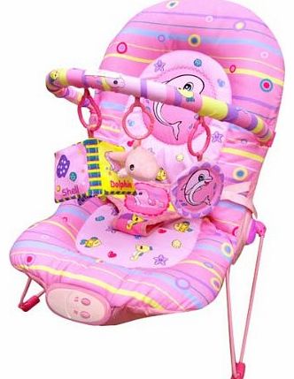 just4baby Baby Rocker Bouncer Reclining Chair Soothing Music Viberation Toys IN PINK