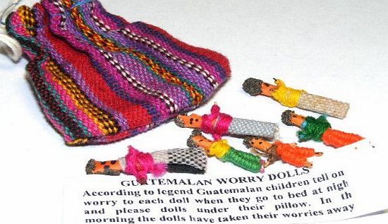 Just4ugifts Worry Dolls: Set of 6 in a colorful bag