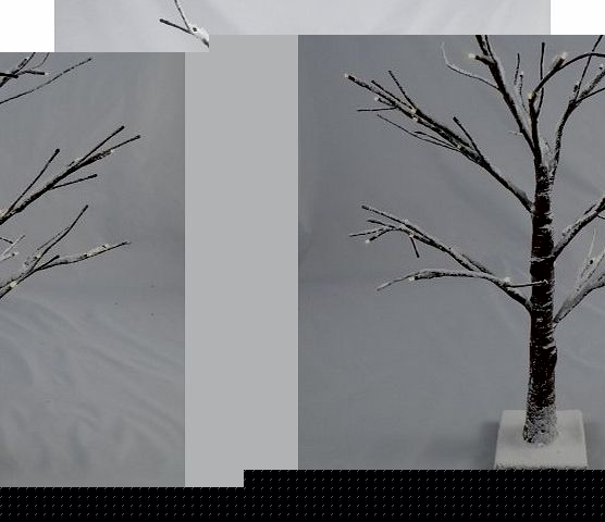 JustArtificial Artificial LED Snowy Twig Christmas Tree - 60cm, Brown amp; White, Pre-Lit