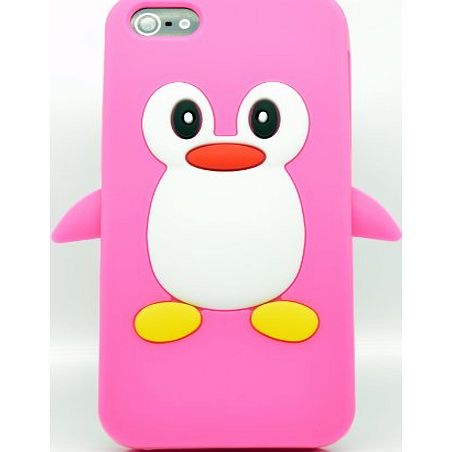 Iphone 5 Smartphone Contract Or Pay As You Go Penguin Cute Animal Hot Pink Silicone / Skin / Case / Cover / Shell / Protector / Mobile / Phone / Smartphone / Accessories.