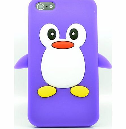 Justin Case Iphone 5 Smartphone Contract Or Pay As You Go Penguin Cute Animal Purple Silicone / Skin / Case / Cover / Shell / Protector / Mobile / Phone / Smartphone / Accessories.