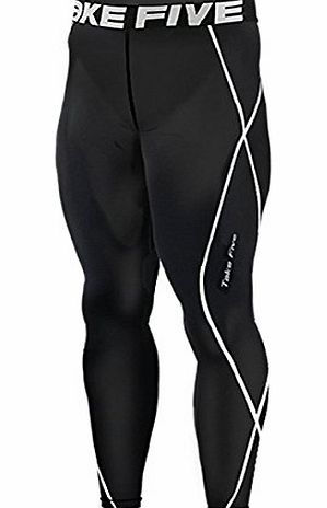 JustOneStyle New 011 Skin Tights Compression Leggings Base Layer Black Running Pants Mens (M)
