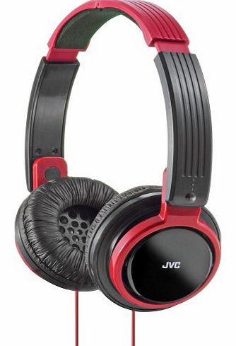 JVC HAS200R Riptidz On-Ear Foldable Headband Headphones-Red