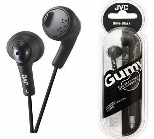 JVC UKDapper JVC HAF160 Black Gumy Bass Boost Stereo Headphones for iPod, iPhone, MP3 and Smartphone