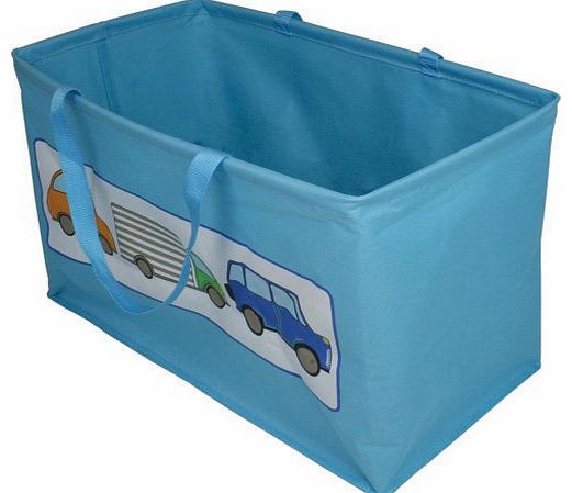 JVL Boy Child Kids Folding Toy Storage Bag with Handles Car Design, Blue