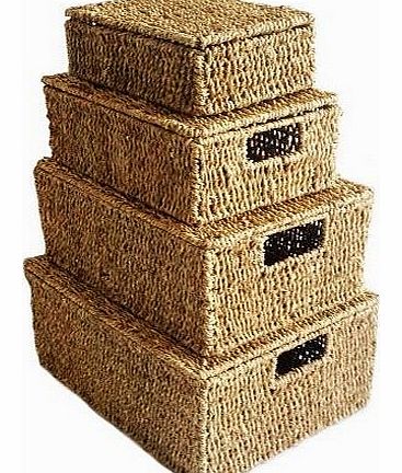 Set Of 4 Seagrass Oblong Hampers