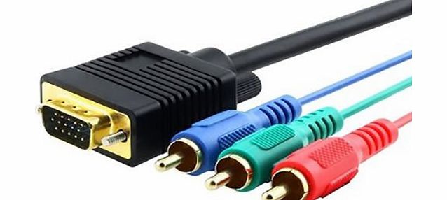 JWJ VGA to 3 RCA Component Cable For Laptop PC HD LED LCD Plasma TV Projector - 1.5M
