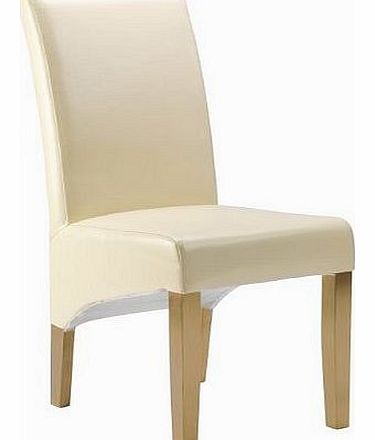 Vermont Bonded Leather and Wood Chair with Antique Legs and Lacquer, Cream
