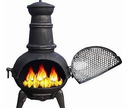 Black / bronze 85cm Cast Iron/Steel Chimnea Patio Heater/Cooking BBQ Grill Fire Chiminea