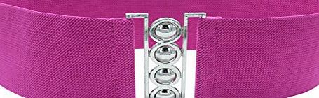 Keleidun Women 3 Inch Wide Fashion Metal Buckle Stretch Elastic Waist Belt Cinch Waistband (M(30-34inch), Rose)