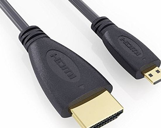 Keple 2M / 6.5FT High Speed Micro HDMI (Type D) to HDMI (Type A) - Lead for Connecting TESCO HUDL 1 amp; HUDL 2 Camera to TV, HDTV, LCD, Plasma, Monitor with HDMI Port - Premium Gold Quality Cable -