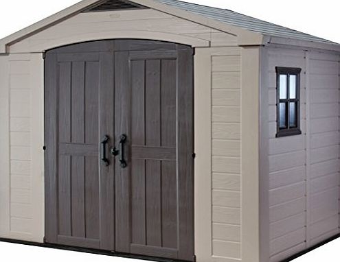 Keter Factor Resin Outdoor Garden Storage Shed, 8 x 6 Feet - Beige