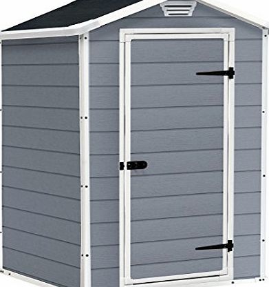Keter Manor Vertical 4 x 3 ft Resin Outdoor Garden Storage Shed - Grey