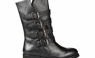 Trooper black leather boots