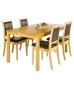 Kingston Oak Dining Table and 4 Texas Brown Chairs