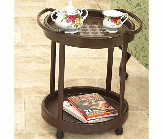 Kingstown 2 Tier Round Table With Wheels Portable Attractive Hostess Furniture
