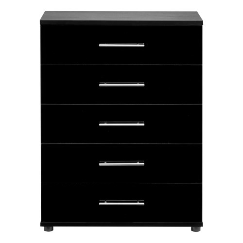 5 Drawer Chest In High-Gloss Black