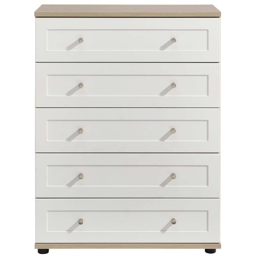 KINGSTOWN Modern 5 Drawer Chest In White and