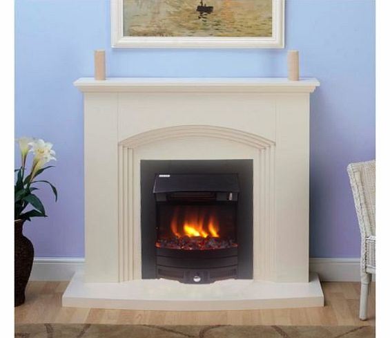 Modern Cream Black Electric Fire Surround Set Complete Fireplace Package Suite