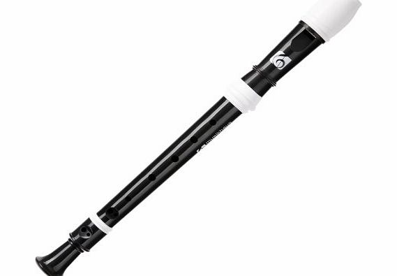 Kirstein Soprano Recorder Black / White (student flute, C-soprano, double hole, German fingering, made of sturdy plastic, including plastic case and cleaning rod)